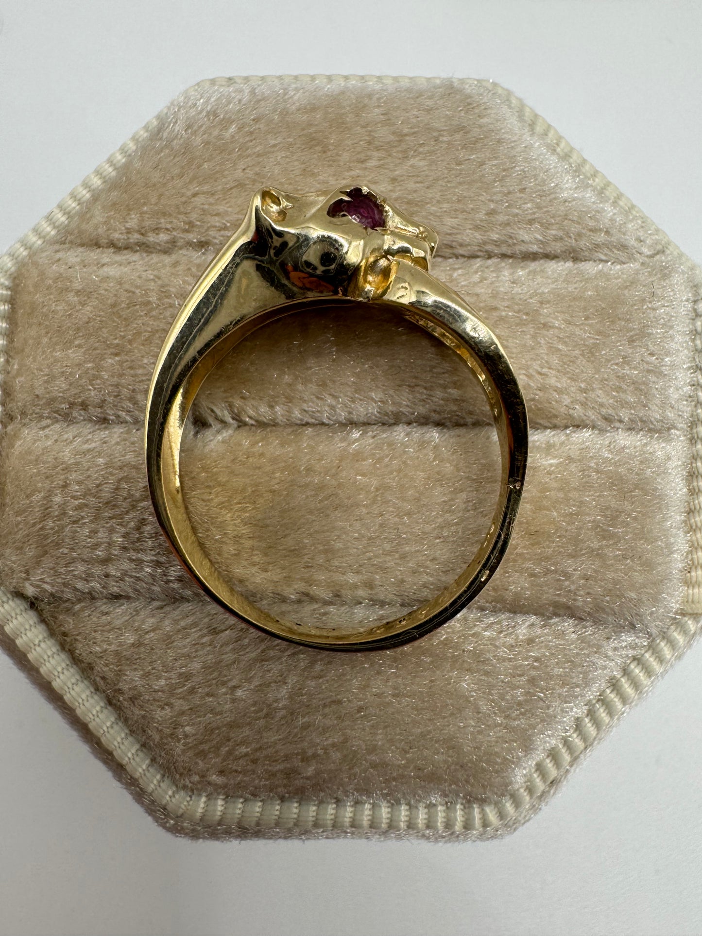 9ct gold ruby panther ring