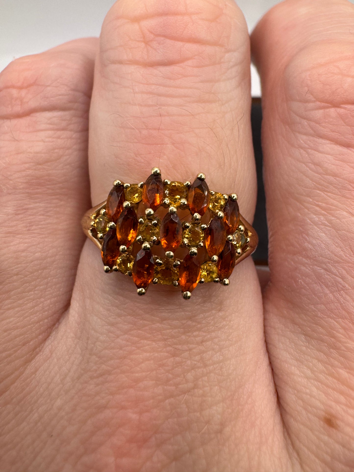 9ct gold citrine cluster ring