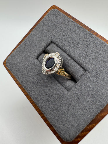 9ct gold iolite and diamond ring