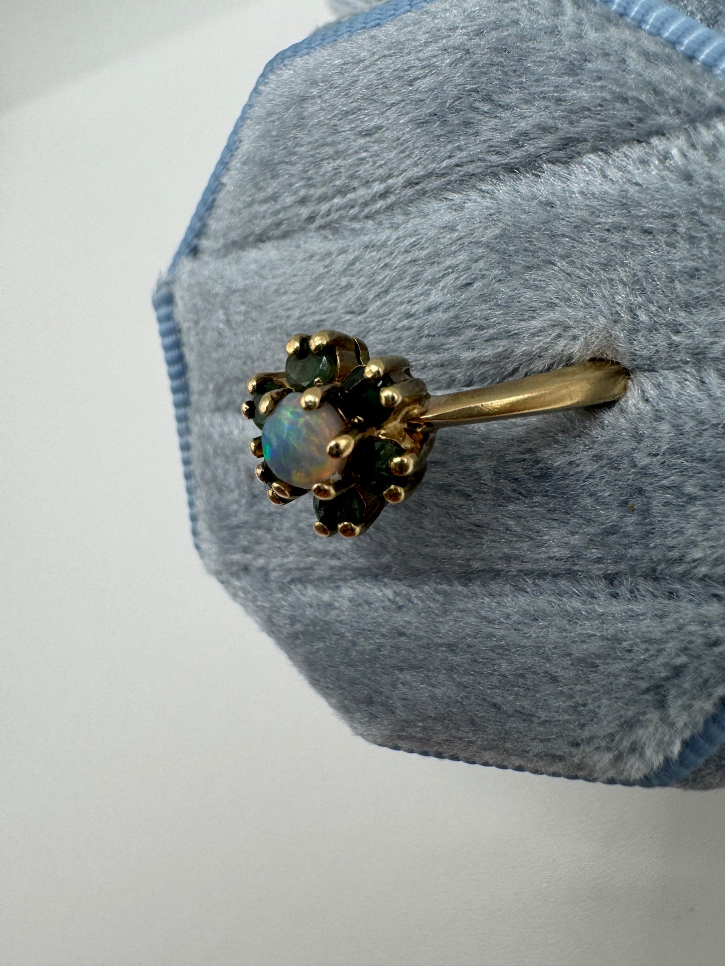 9ct gold opal and emerald ring