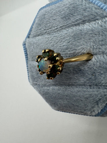 9ct gold opal and emerald ring