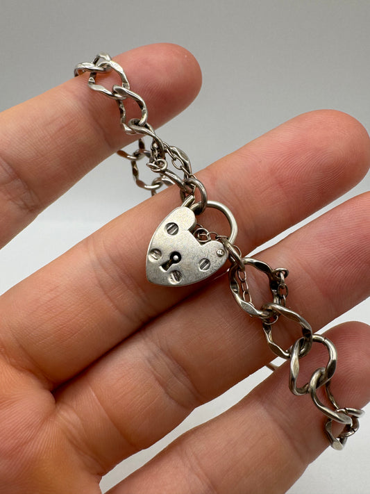 Silver padlock bracelet