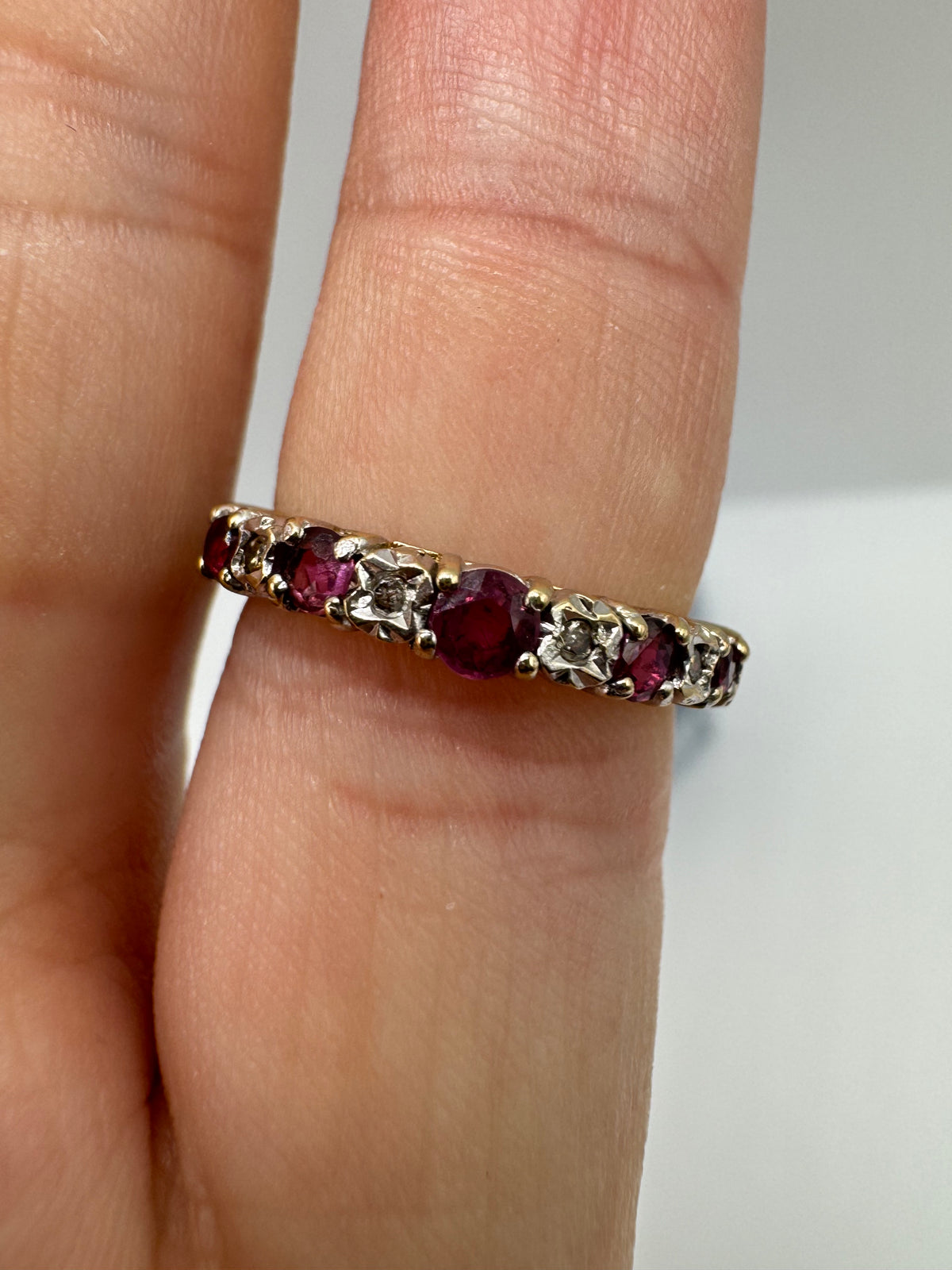 9ct gold ruby and diamond ring