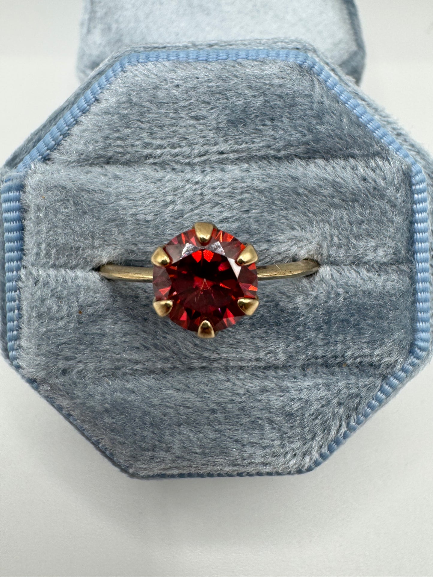 9ct gold red diamond solitaire ring
