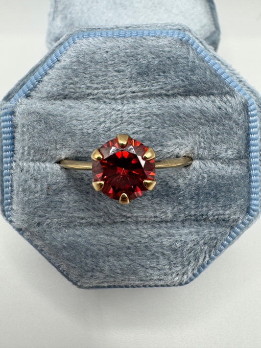 9ct gold red diamond solitaire ring