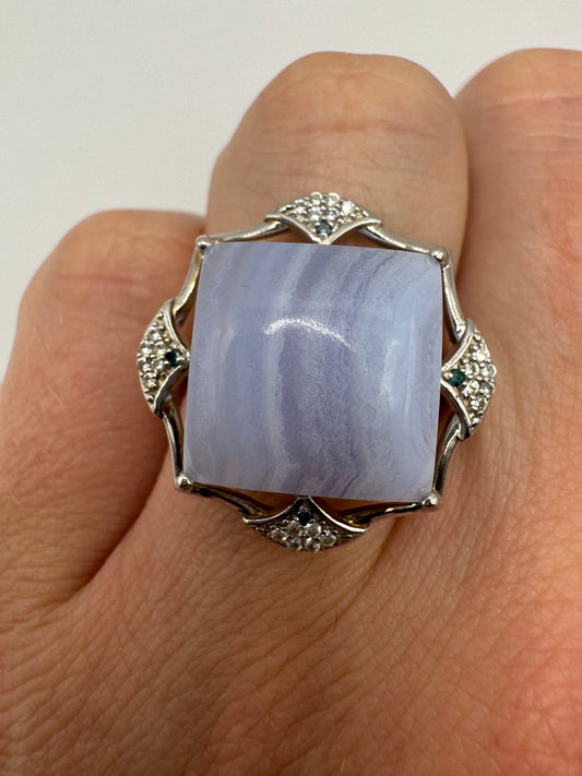 Silver gemstone ring