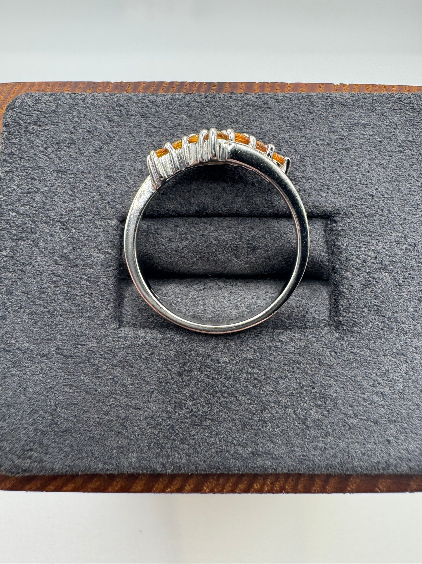 9ct white gold orange sapphire cluster ring