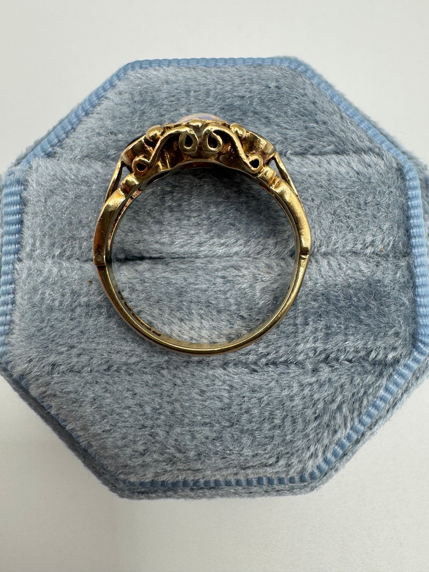 9ct gold opal and ruby ring