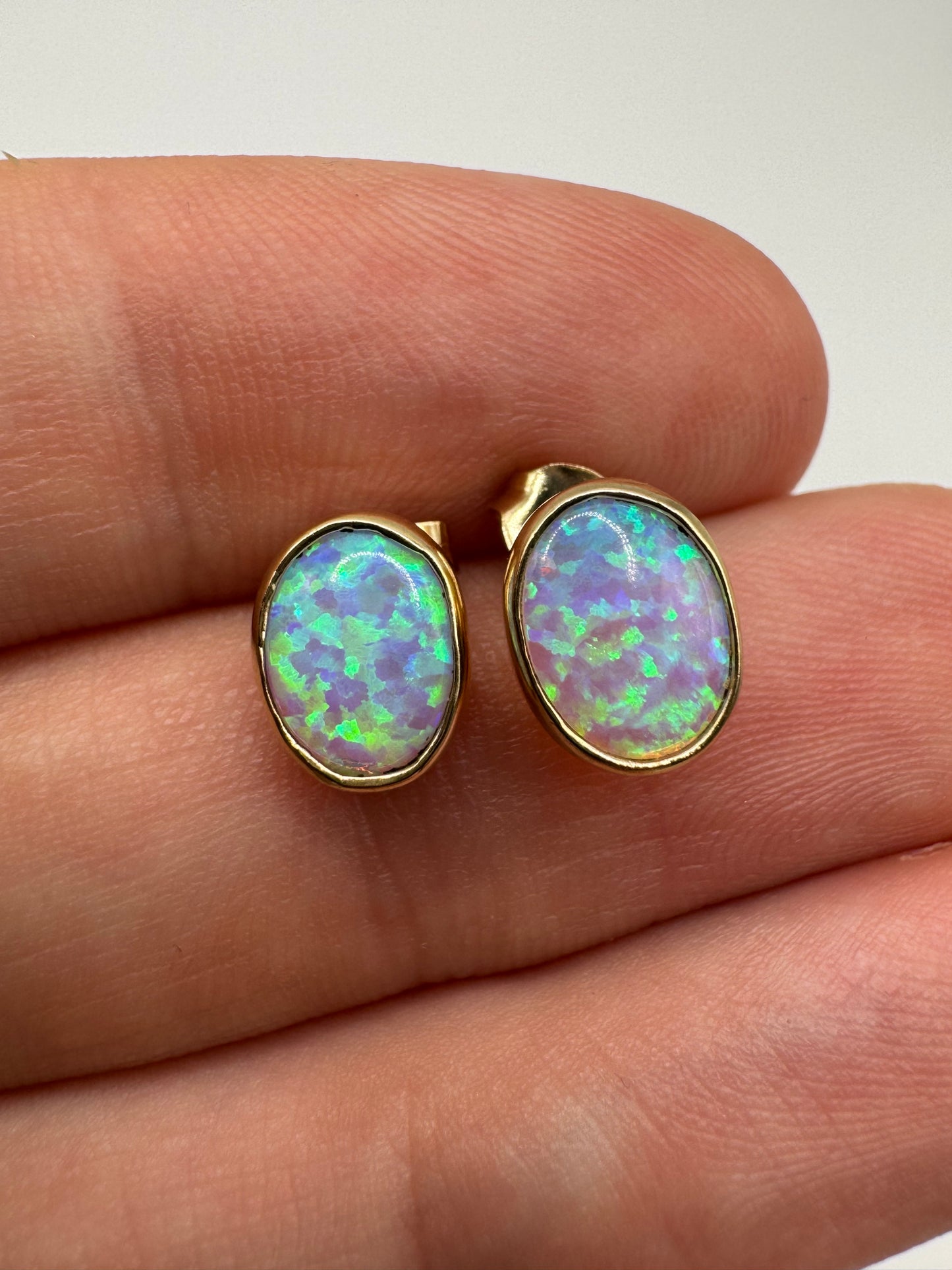 9ct gold simulated opal earrings