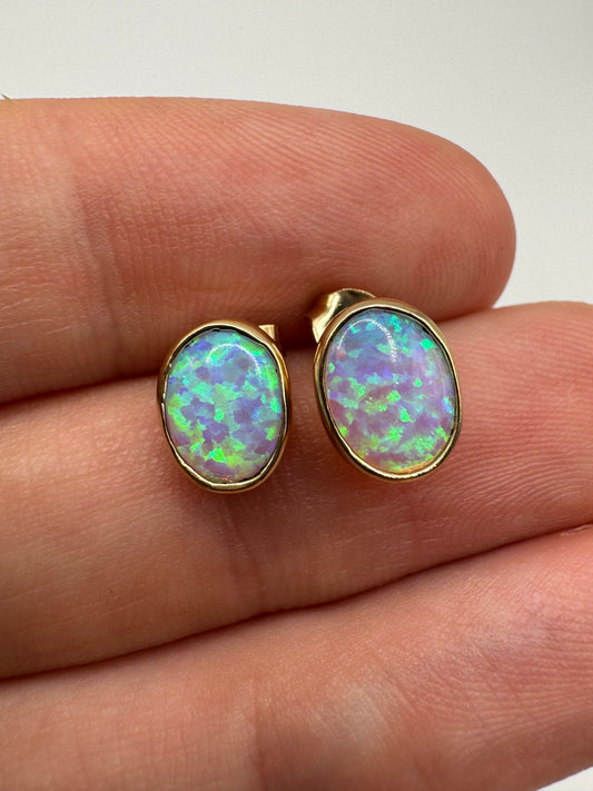 9ct gold simulated opal earrings
