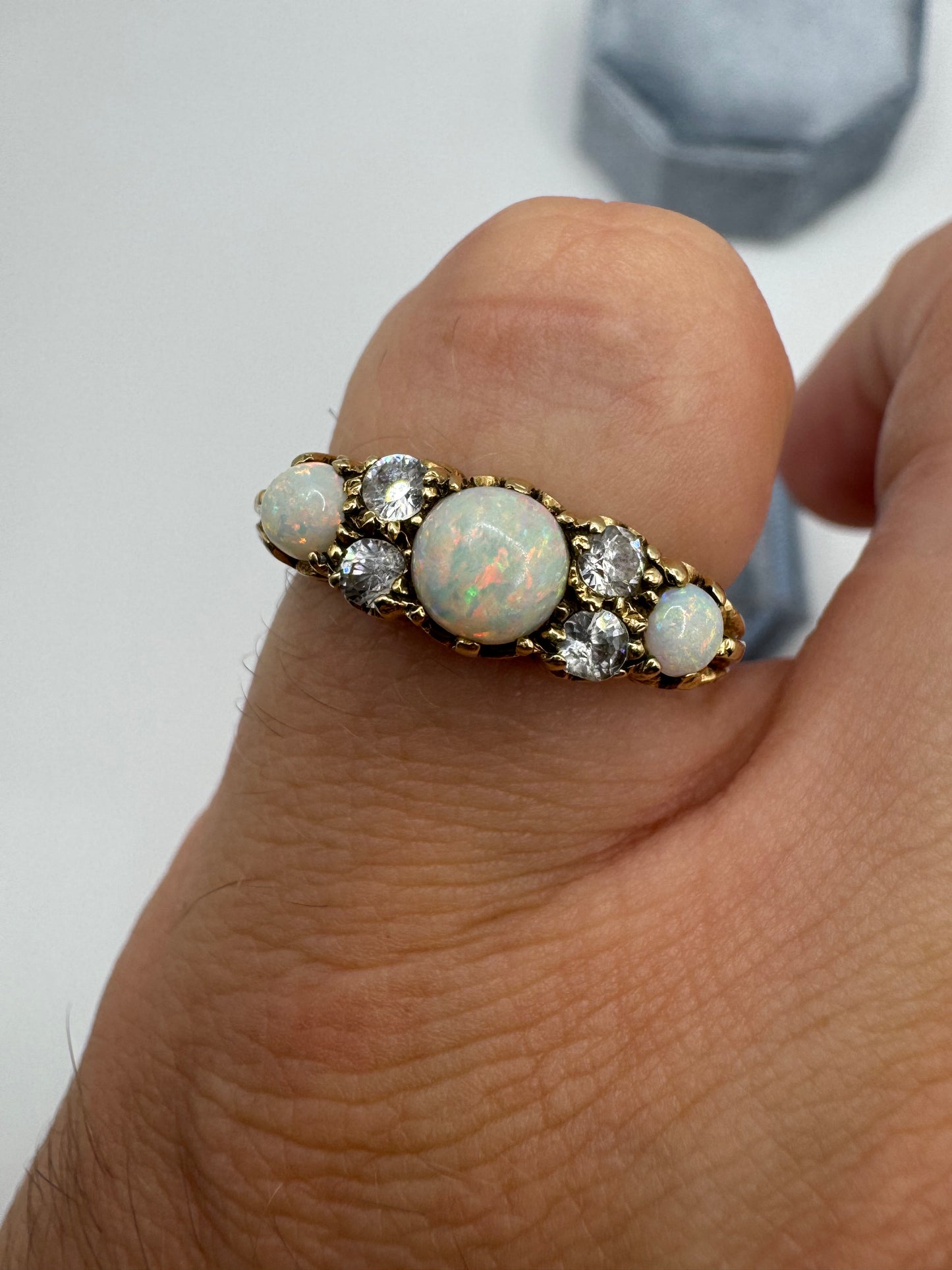 9ct gold opal and paste ring