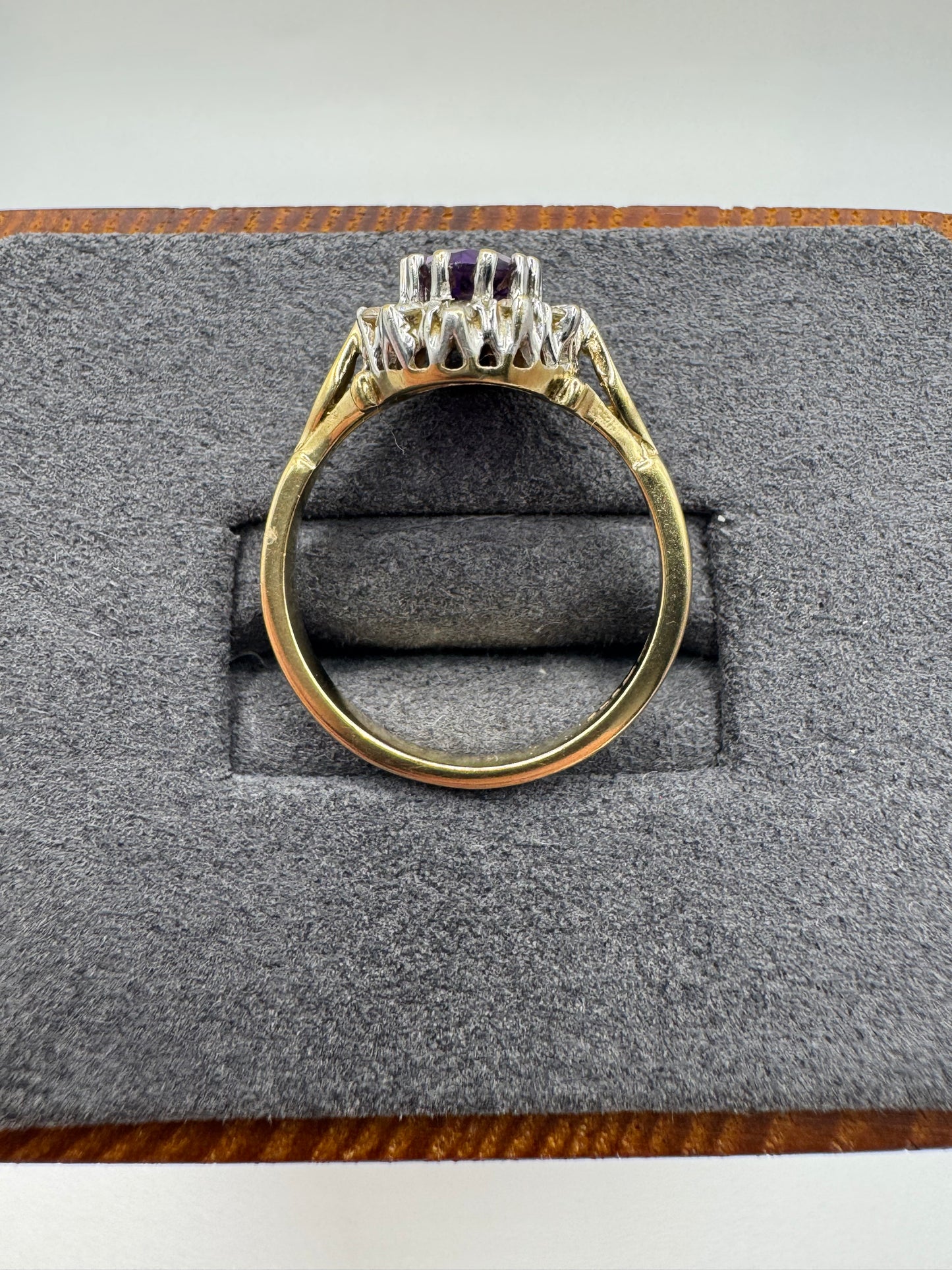 9ct gold amethyst and diamond ring