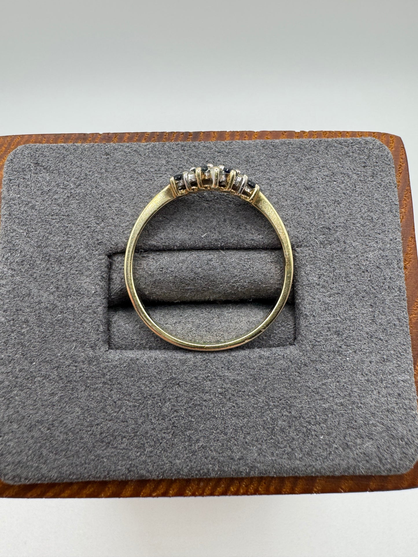 9ct gold sapphire and diamond wishbone ring
