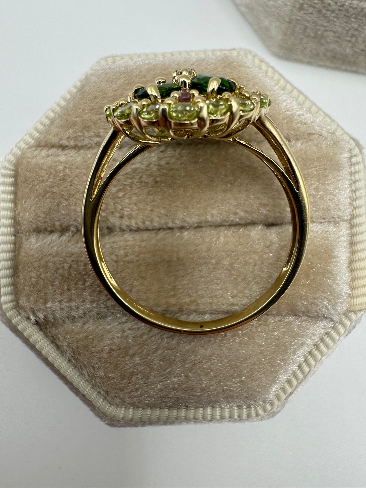 9ct gold multi-gem and diamond ring