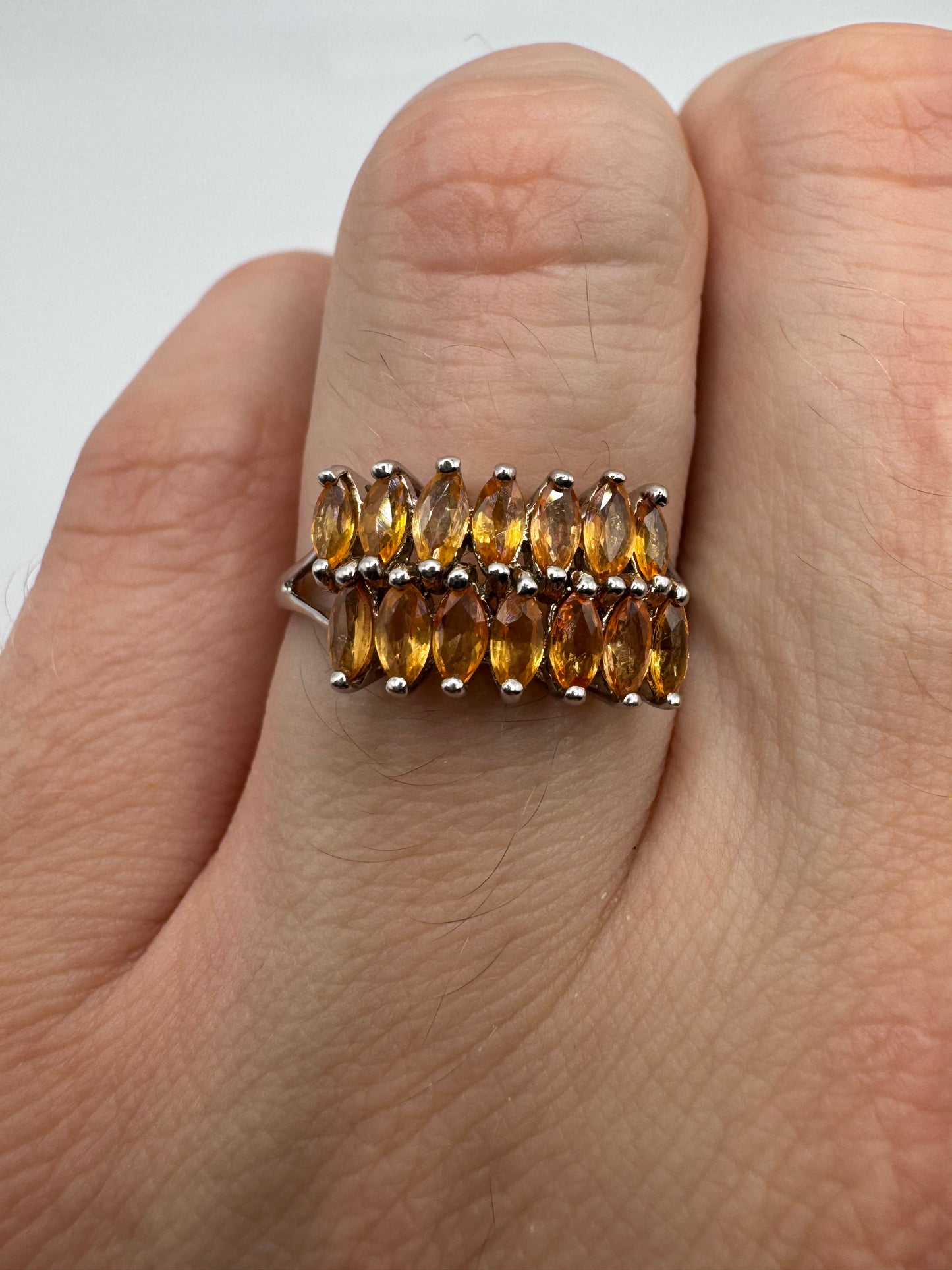 9ct white gold orange sapphire cluster ring