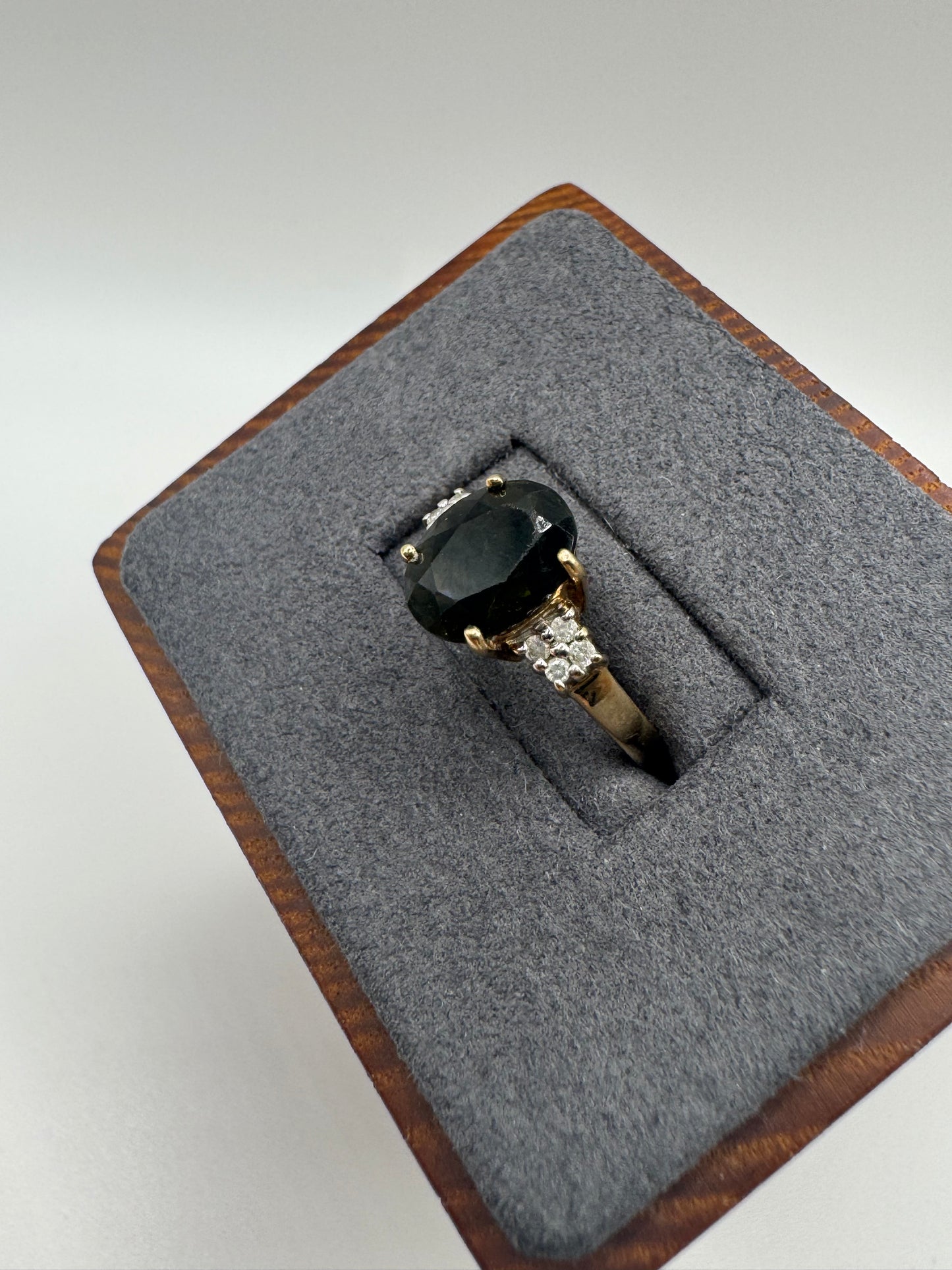 9ct gold tourmaline and diamond ring