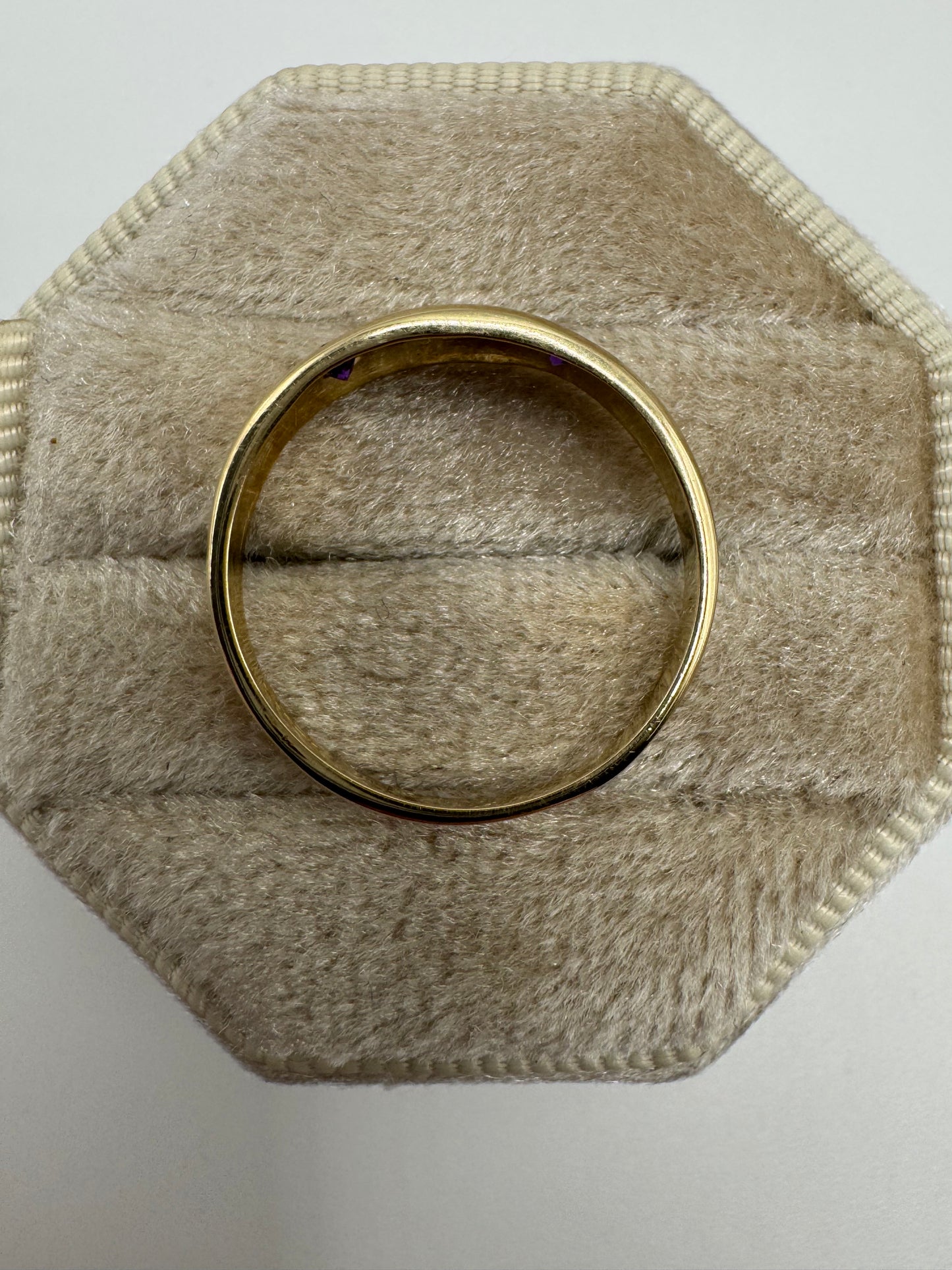 9ct gold amethyst and diamond gypsy ring