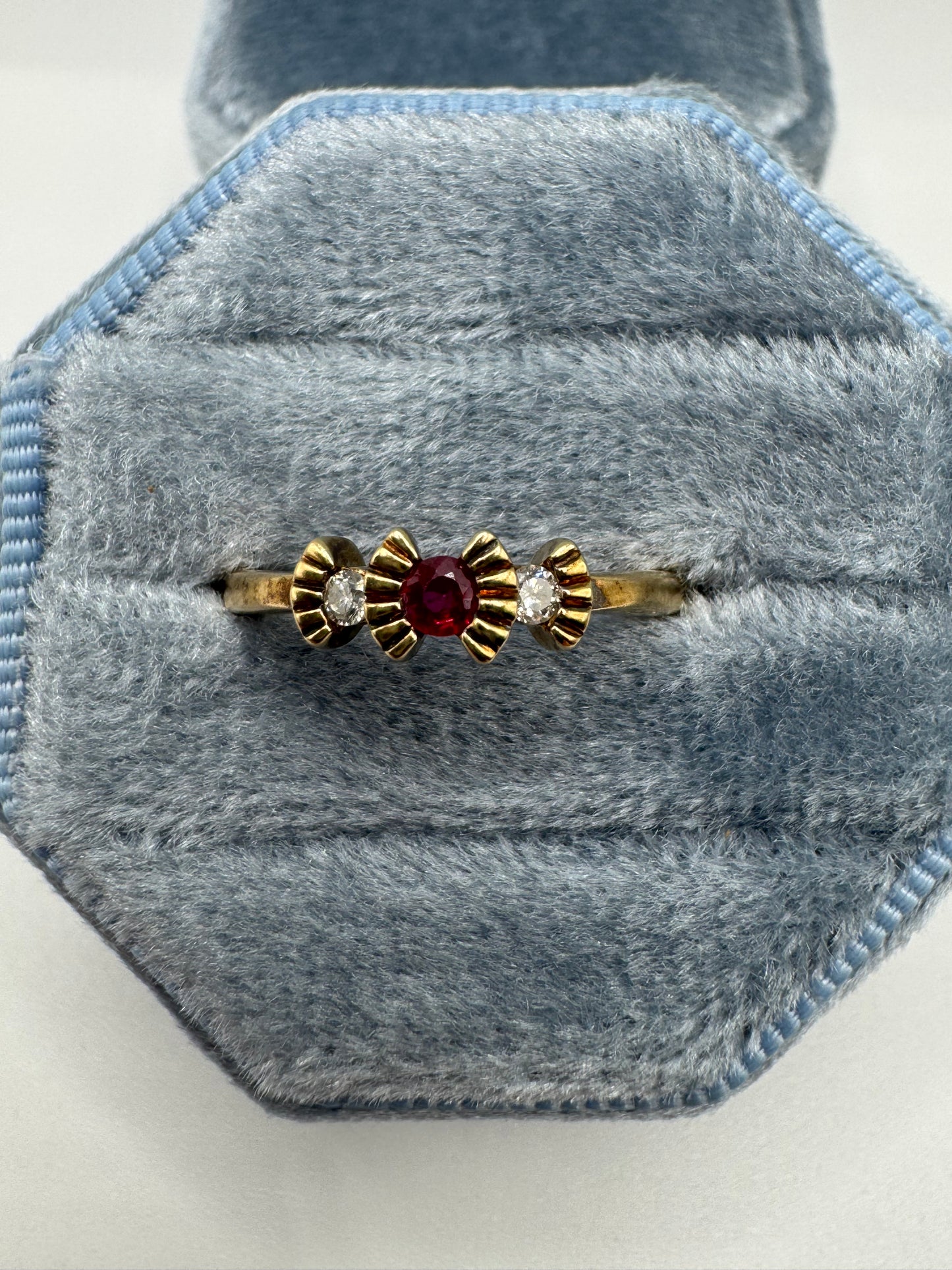 9ct gold ruby and diamond ring