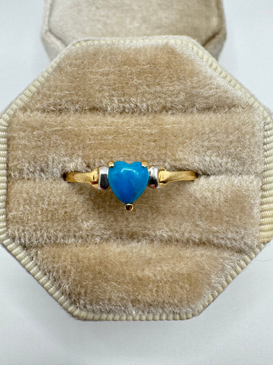 9ct two-tone gold turquoise heart ring