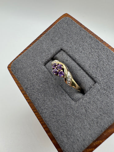 9ct gold amethyst and diamond ring