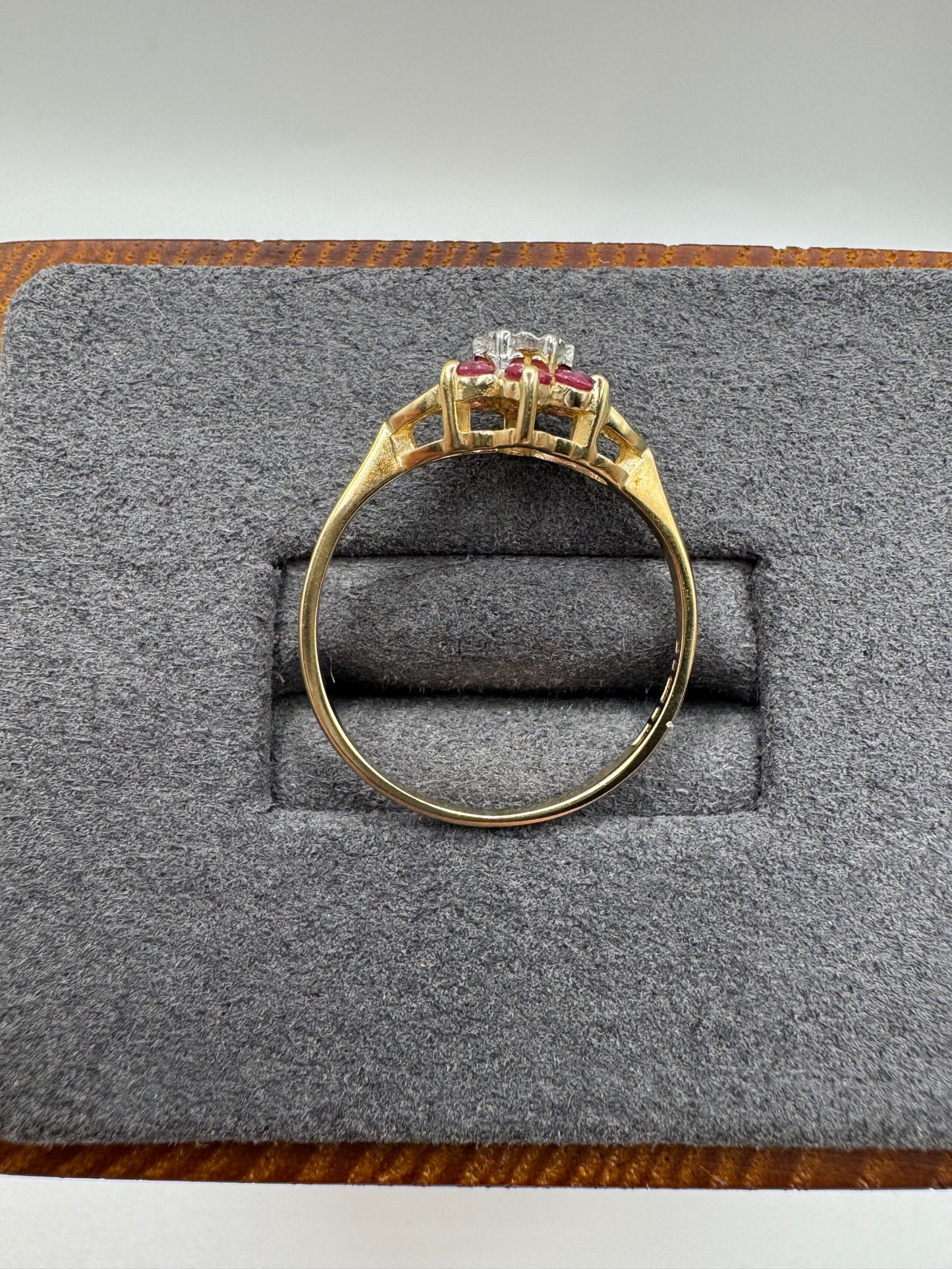 9ct gold ruby and diamond ring