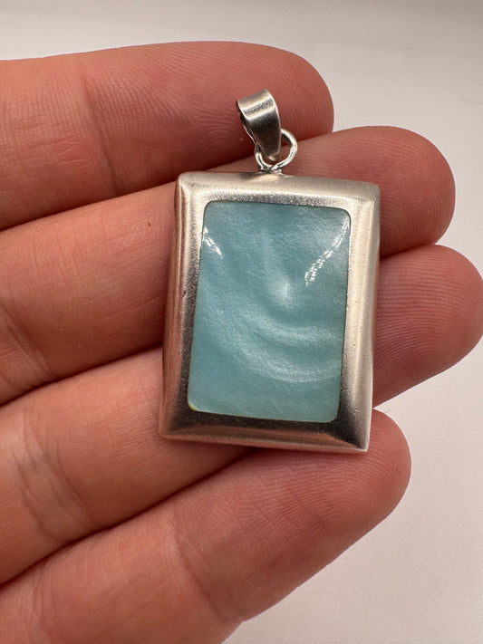 Silver larimar pendant