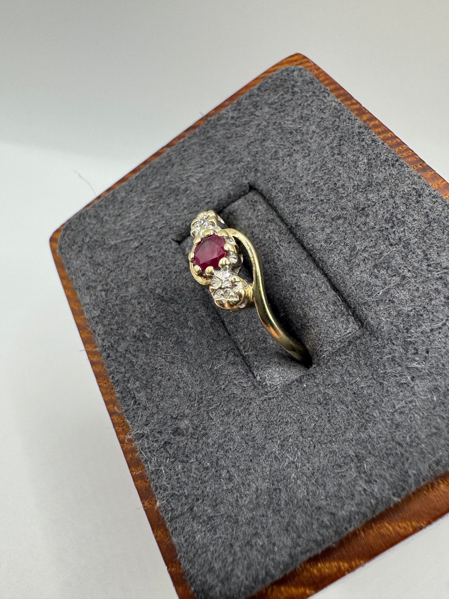9ct gold ruby and diamond ring