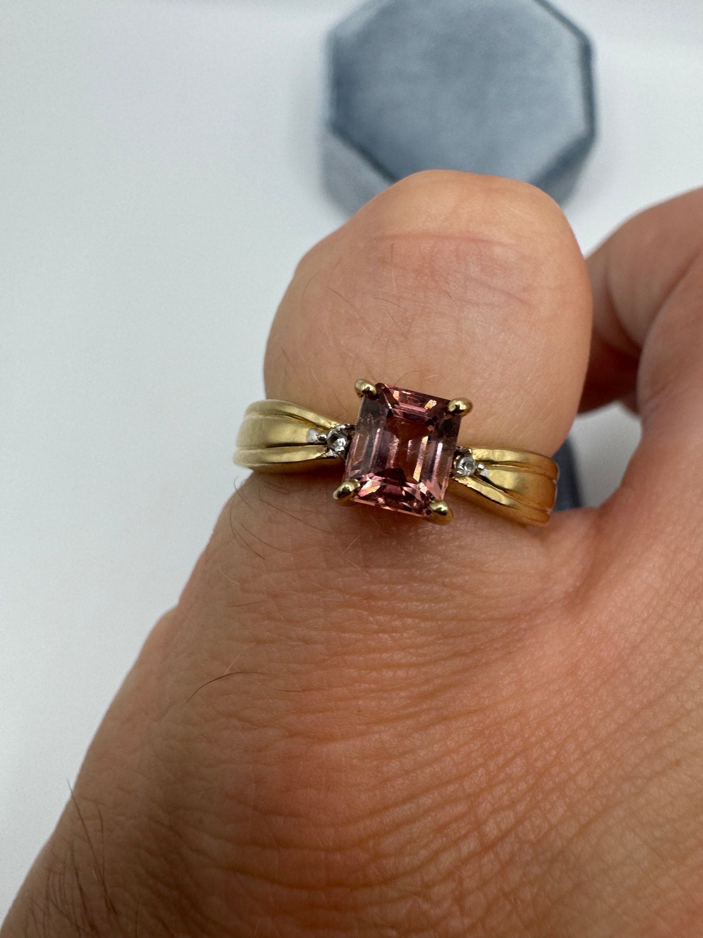 9ct gold tourmaline and zircon ring