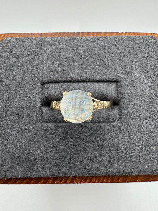 9ct gold man in the moon moonstone ring