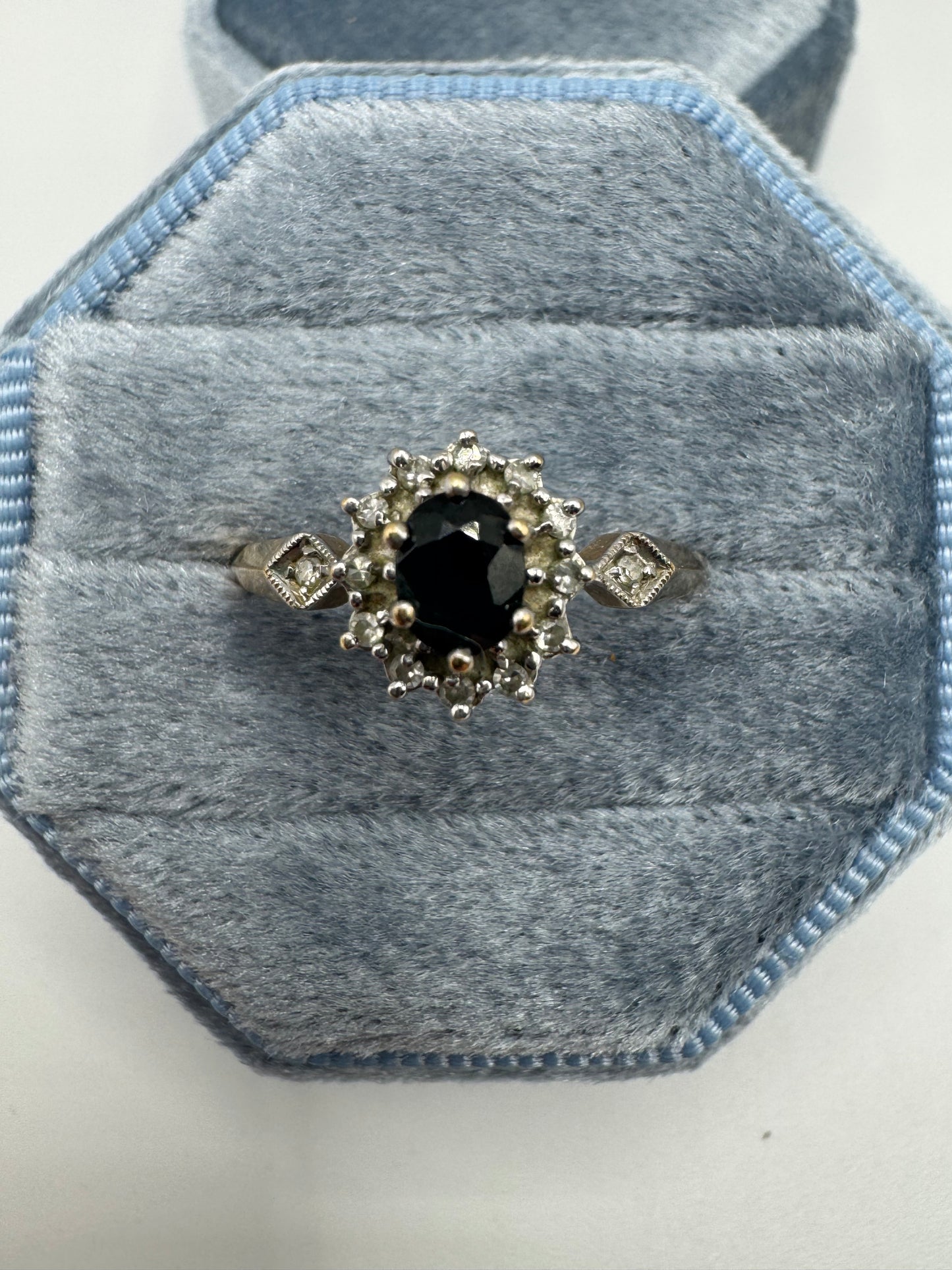9ct gold sapphire and diamond ring