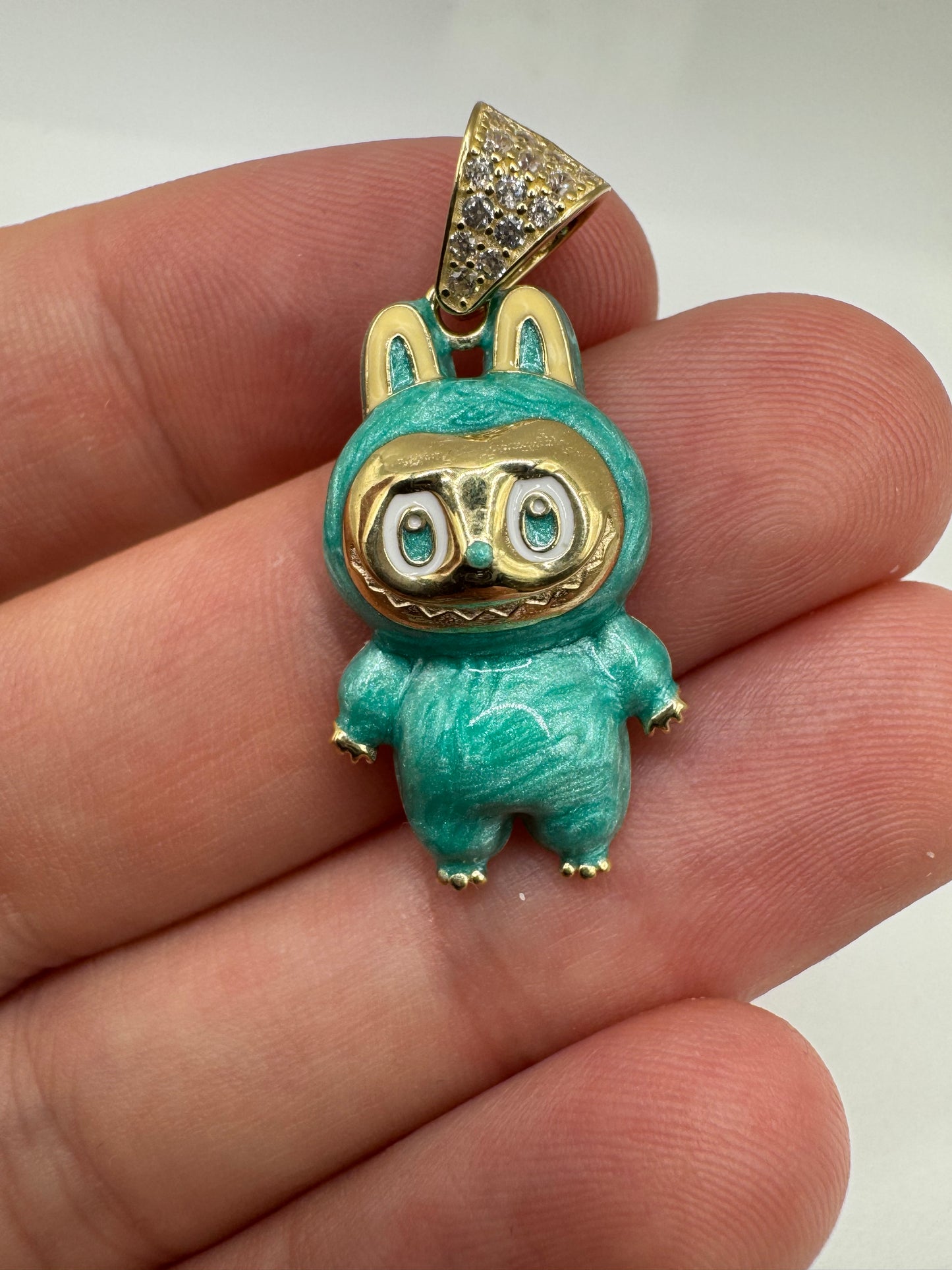 9ct gold 25mm enamelled character pendant