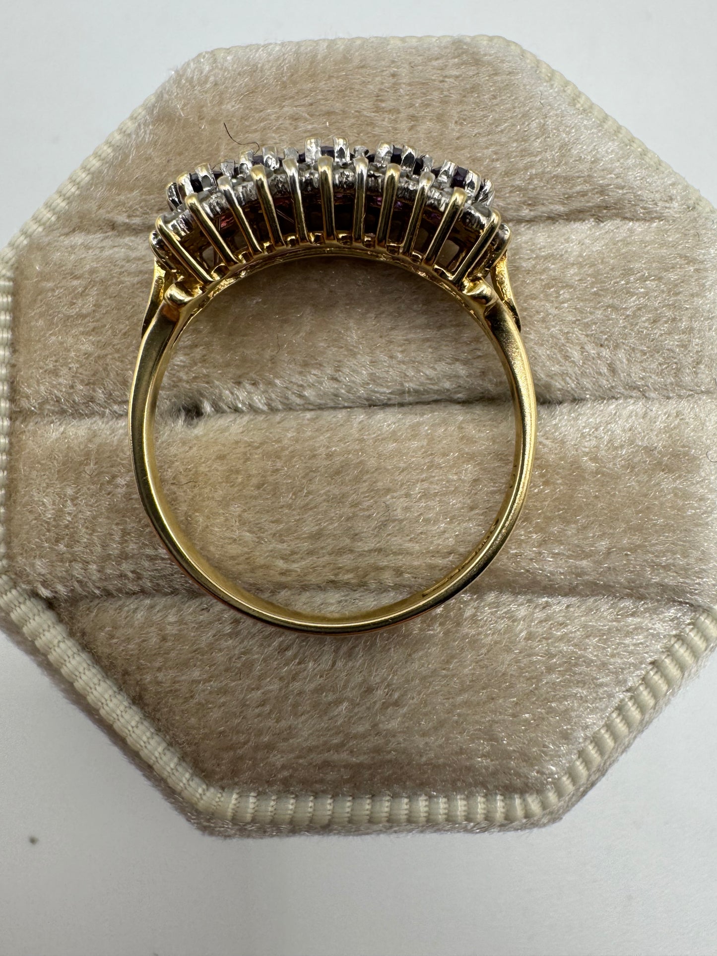 9ct gold amethyst and diamond ring