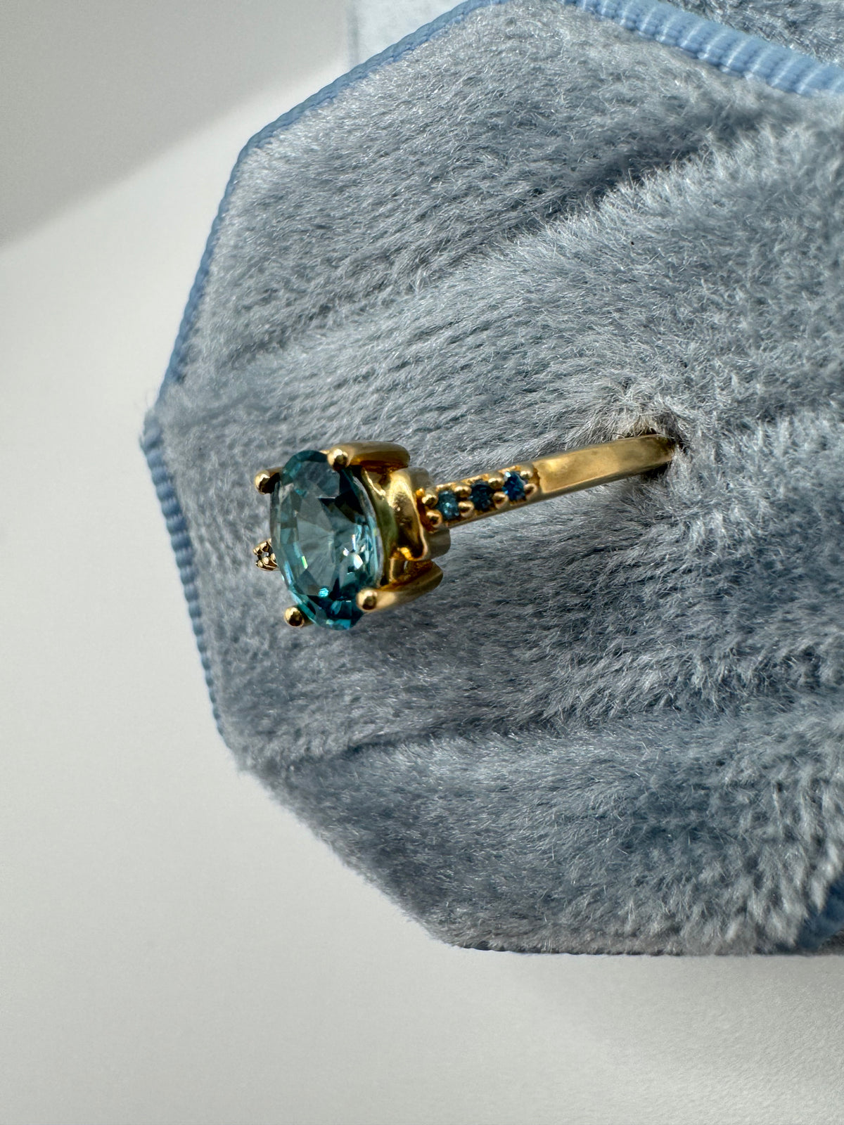 9ct gold topaz and blue diamond ring