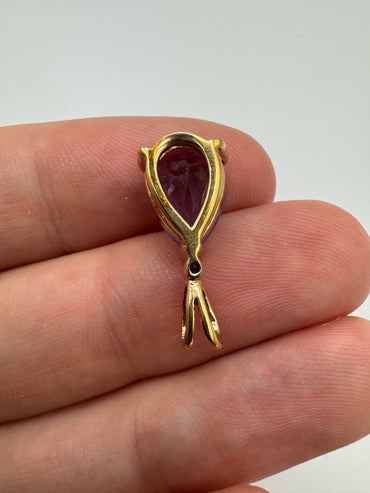9ct gold amethyst and diamond pendant