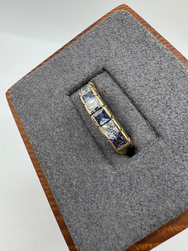 9ct gold tanzanite and zircon ring