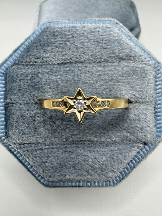 9ct gold diamond star ring