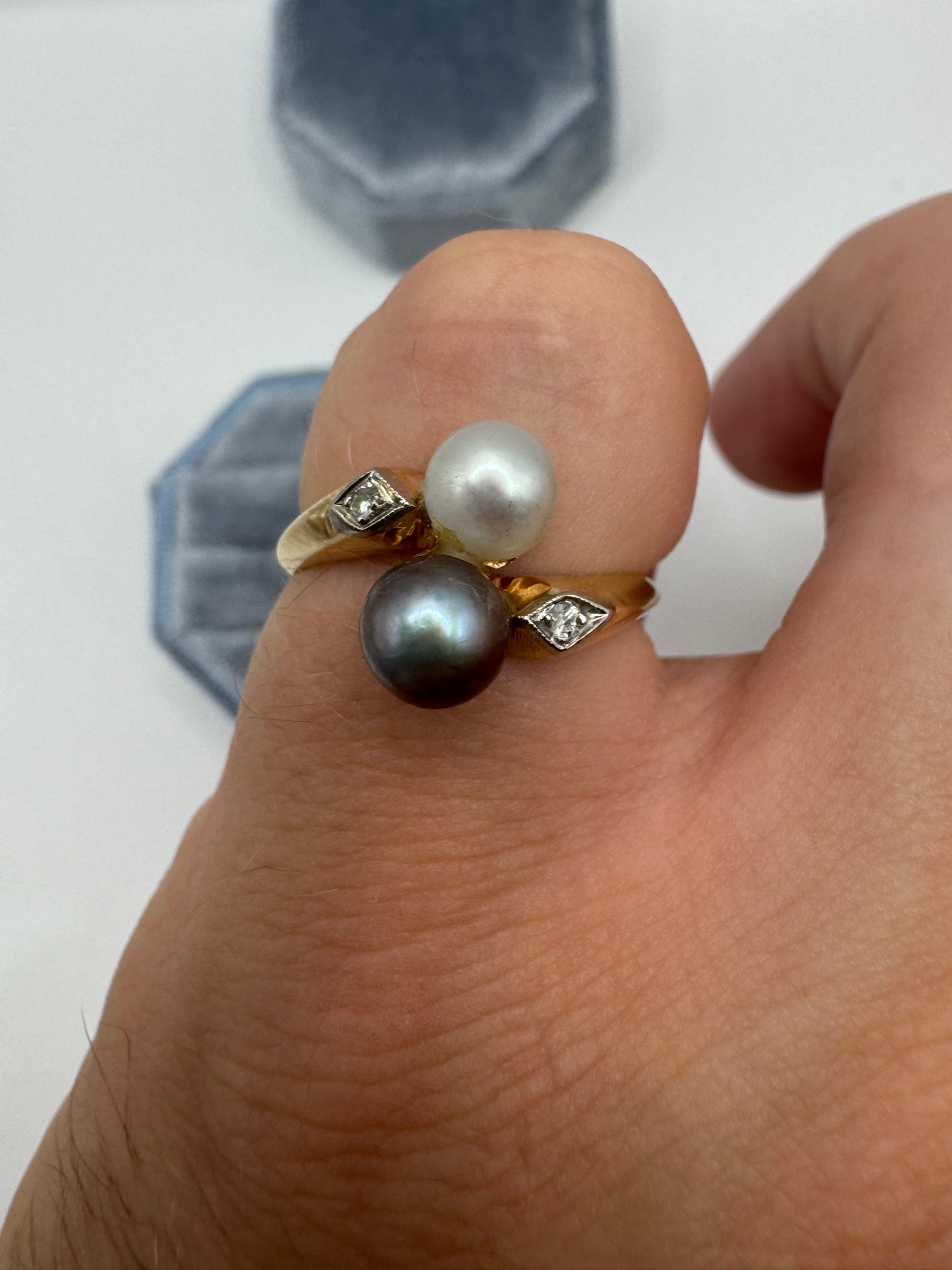 9ct gold pearl and diamond ring