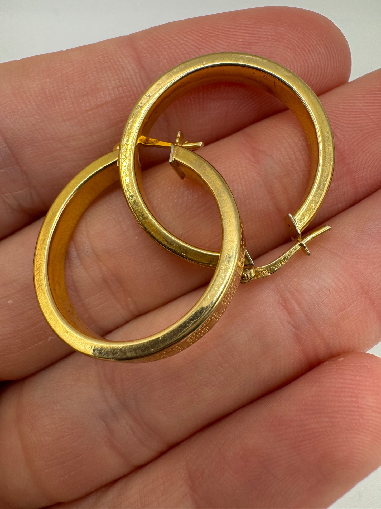 9ct gold Greek key creole earrings