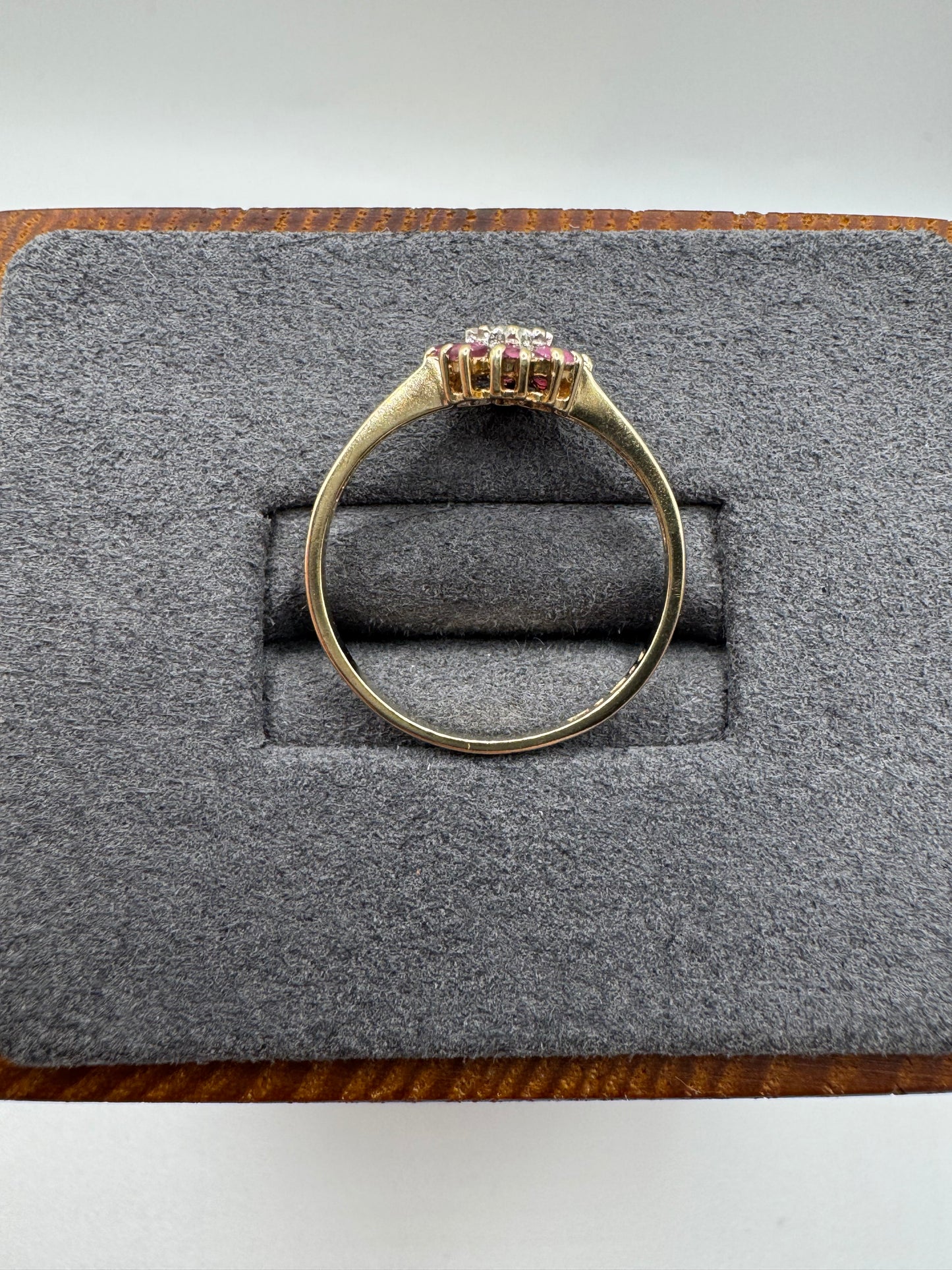 9ct gold ruby and diamond ring