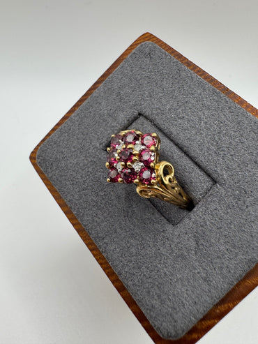 9ct gold tourmaline and diamond cluster ring