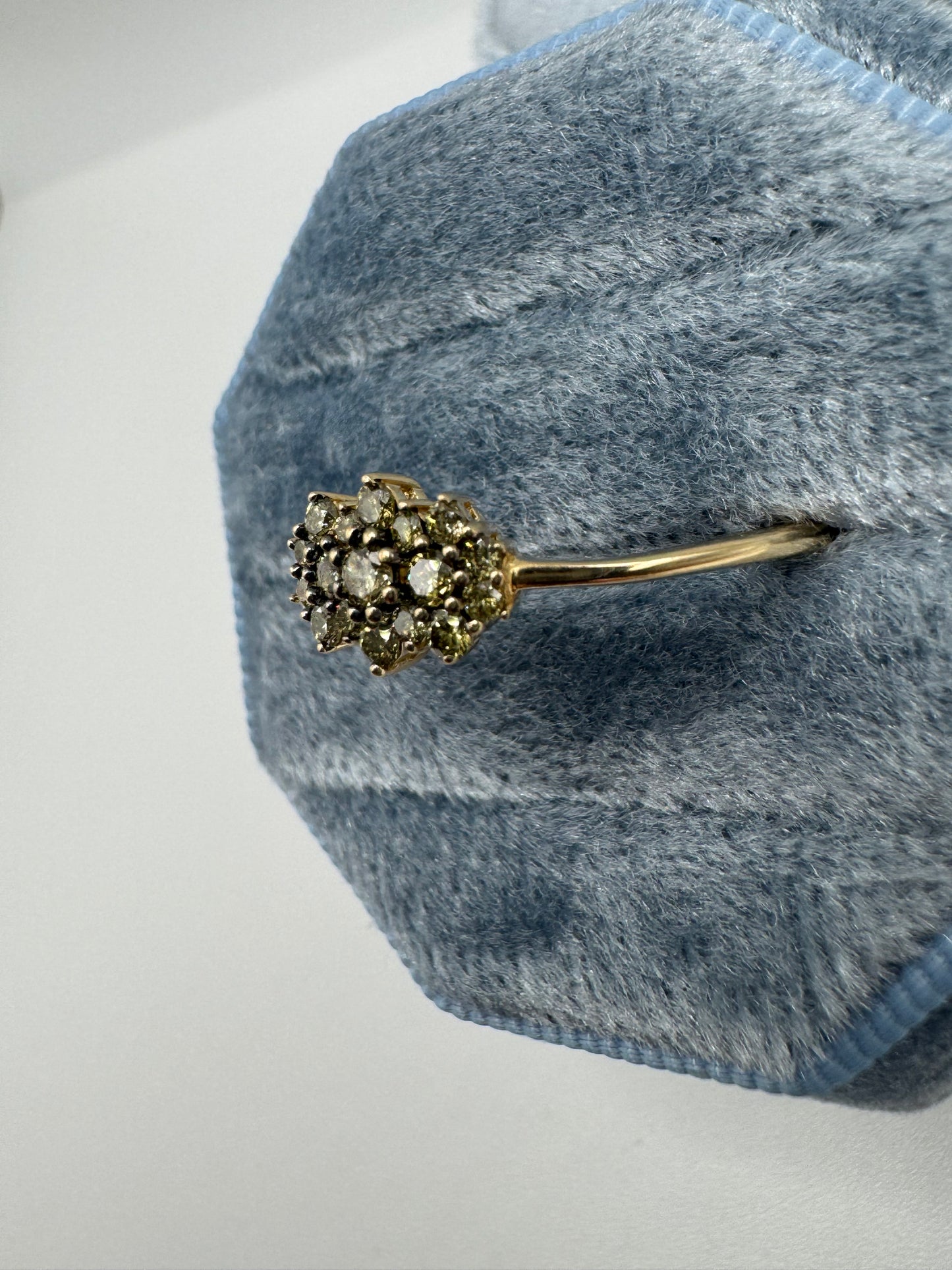 14ct gold yellow diamond cluster ring