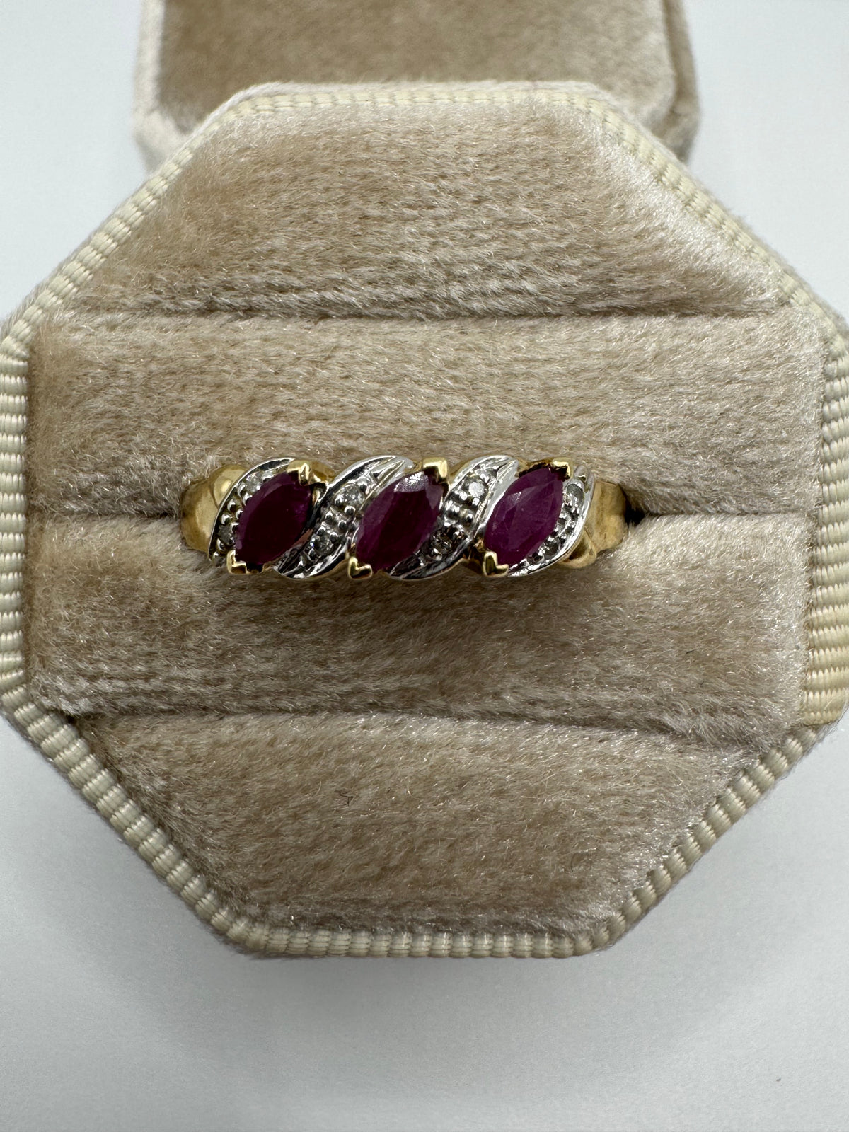 9ct gold ruby and diamond ring