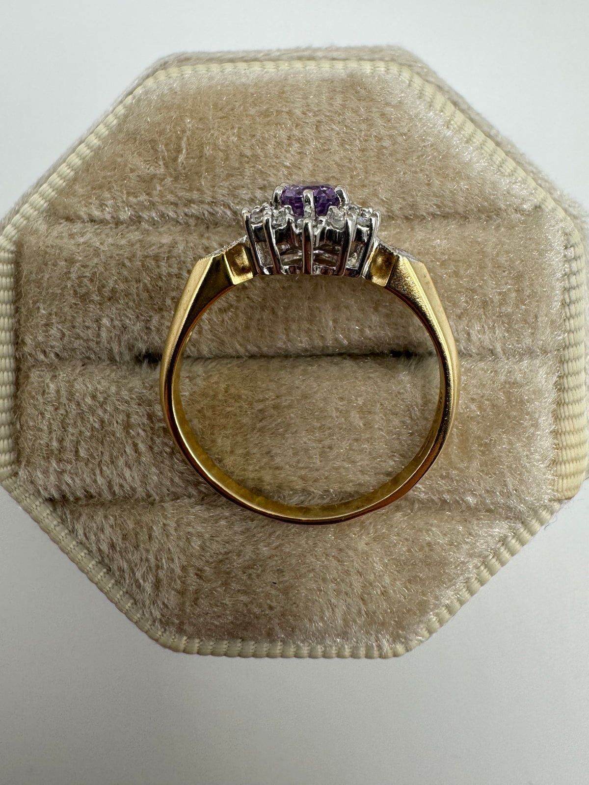 9ct gold amethyst and diamond ring