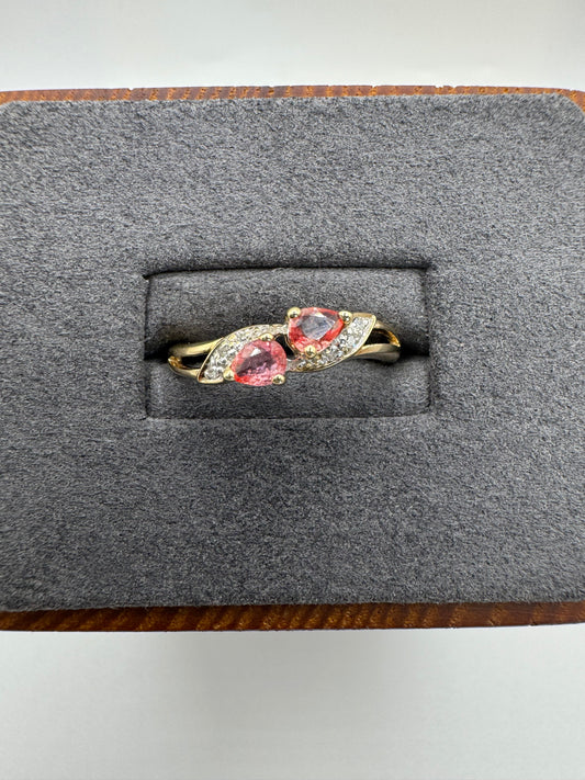 9ct gold pink topaz and diamond ring