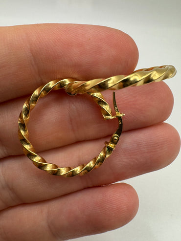 9ct gold twisted Creole earrings