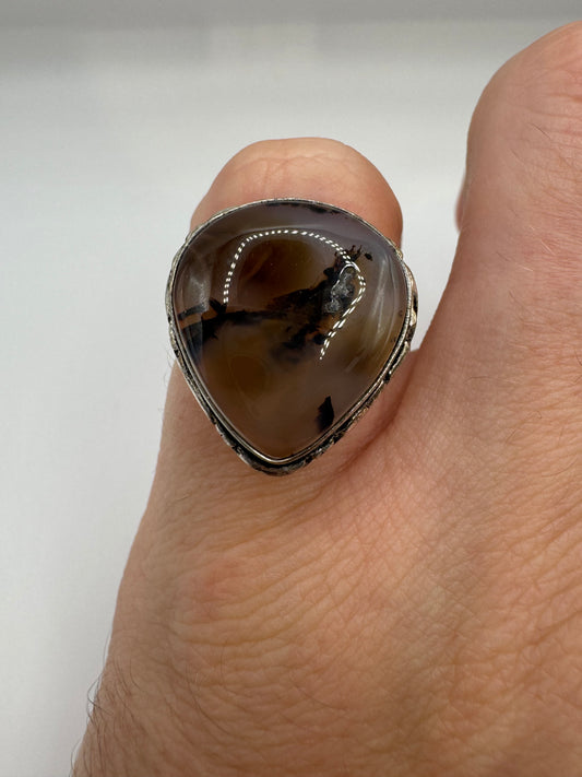Silver agate ring (5.75-L)