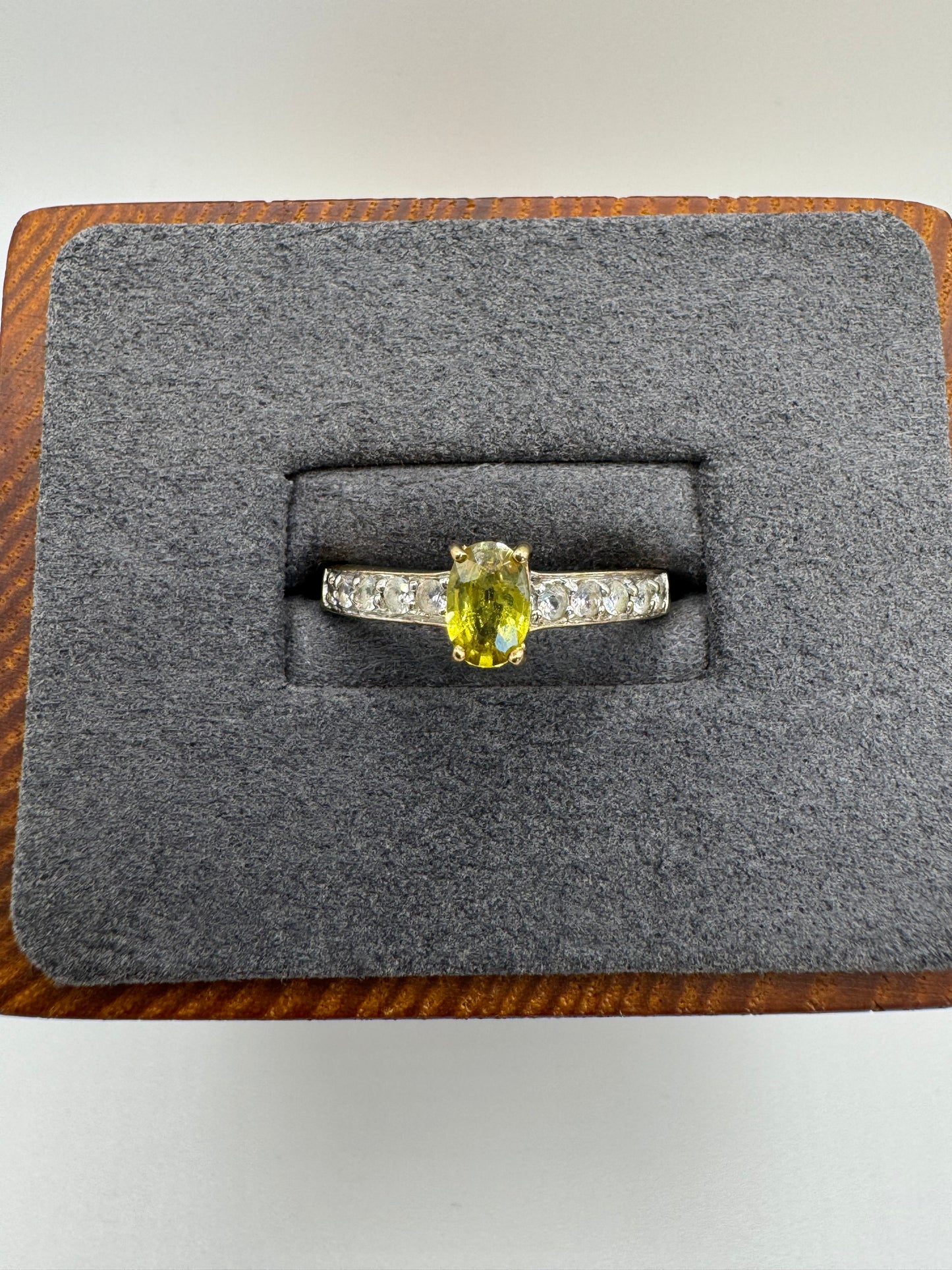 9ct gold sphene and zircon ring