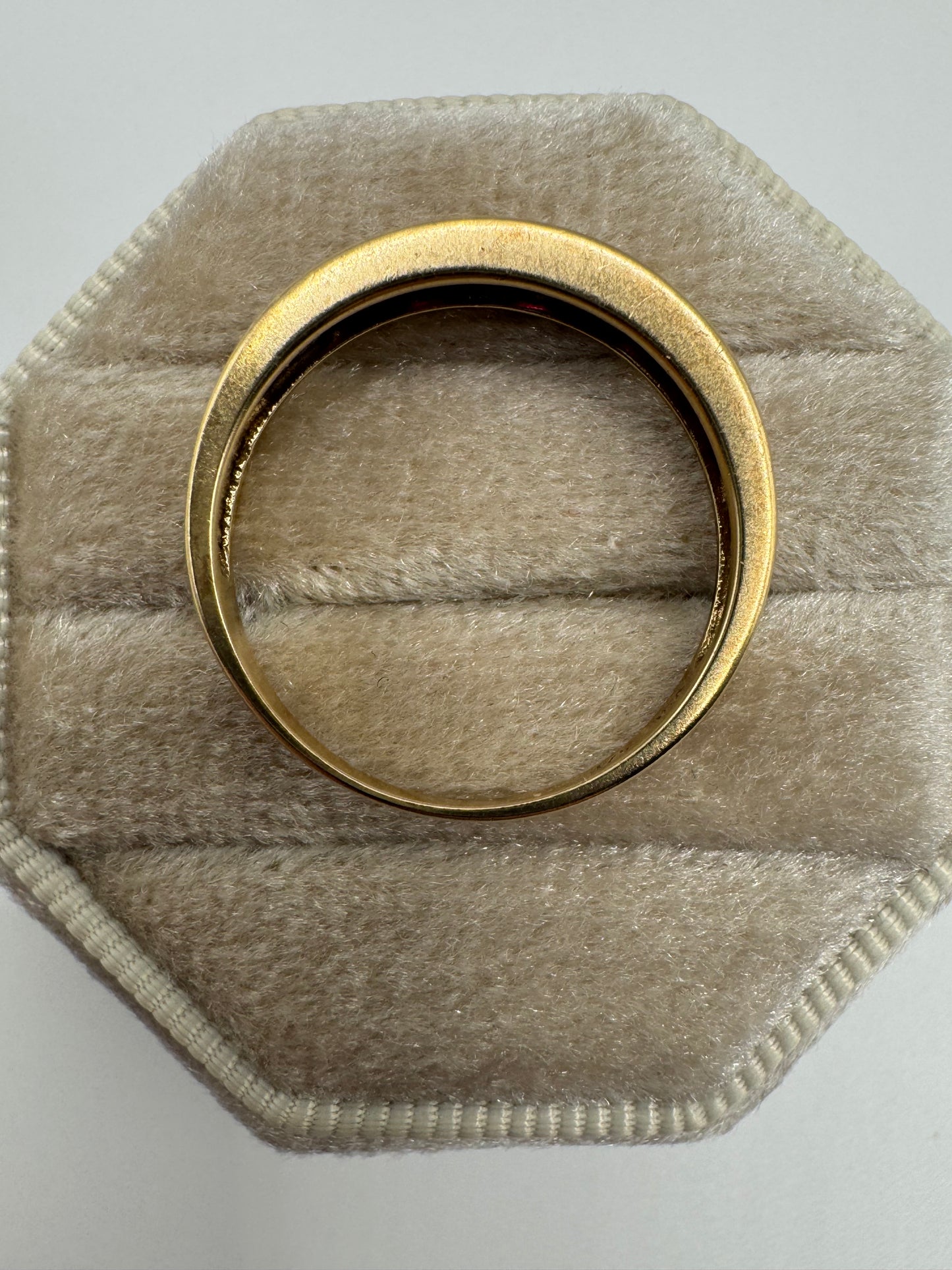 9ct gold ruby and diamond half eternity ring