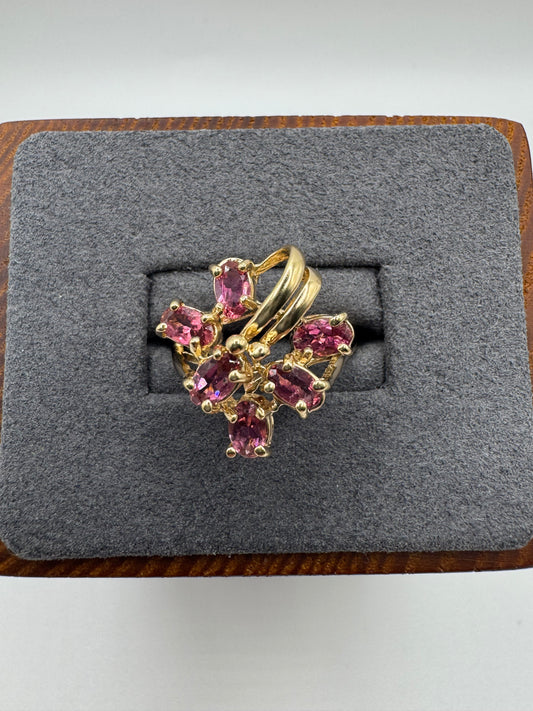 9ct gold tourmaline cluster ring