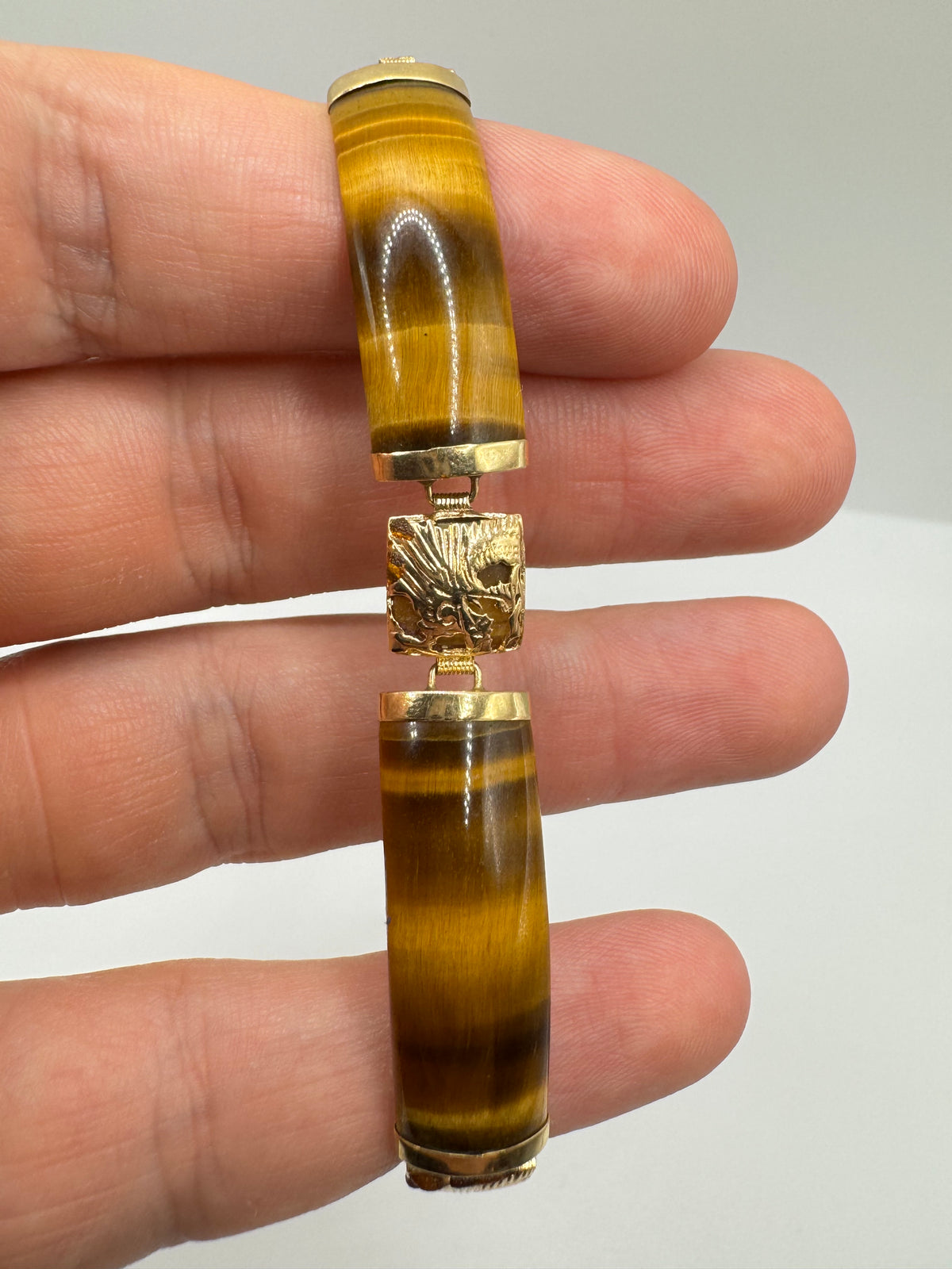 14ct gold tigers eye bracelet